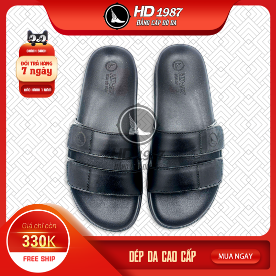 Dép Nam Basic Quai Ngang Da Bò  Cao Cấp - Ms 2004