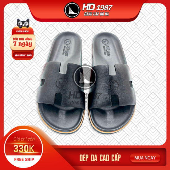Dép Da Nam Quai Ngang Chữ H Cao Cấp  - Ms 2008