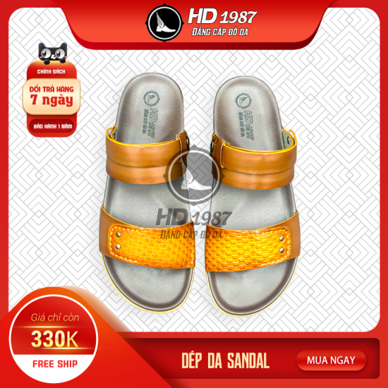 Dép Sandal Da Bò  Vân Chiếu Cao Cấp - Ms 2006