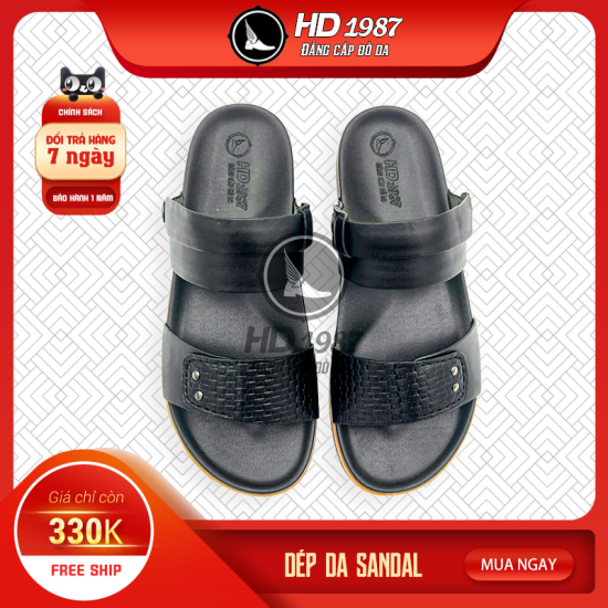 Dép Sandal Da Bò  Vân Chiếu Cao Cấp - Ms 2006