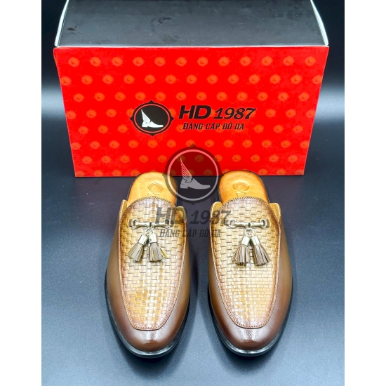 Giày Sục Nam Da bò Cao Cấp Hoạ tất Chuông Sang Trọng   - Ms 1999 