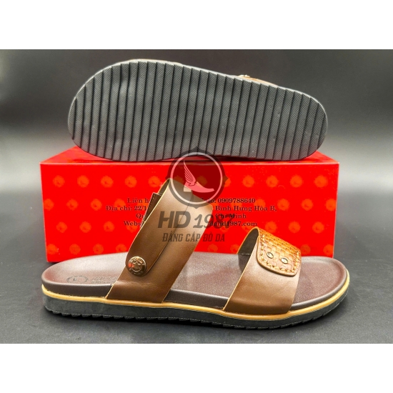 Dép Sandal Da Bò  Vân Chiếu Cao Cấp - Ms 2006