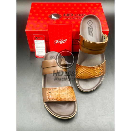 Dép Sandal Da Bò  Vân Chiếu Cao Cấp - Ms 2006