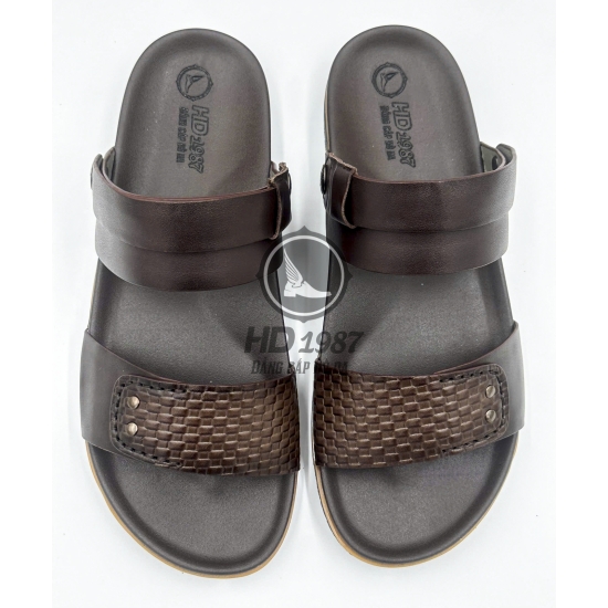 Dép Sandal Da Bò  Vân Chiếu Cao Cấp - Ms 2006